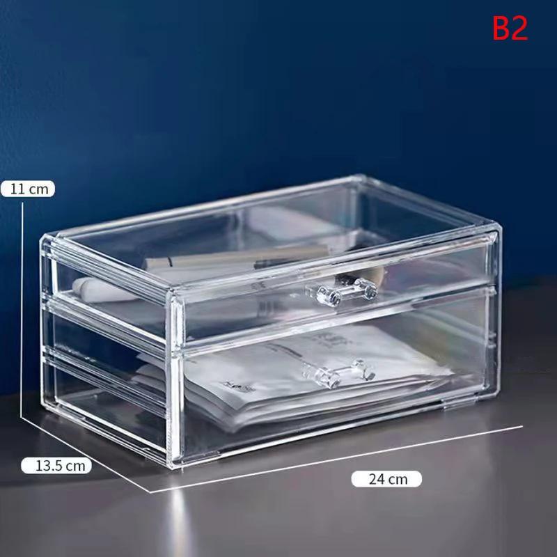

Коробка для хранения косметики Акриловая Прозрачная - Органайзер с выдвижным ящиком и разделителями, Большая вместимость, Компактный настольный пылезащитный S