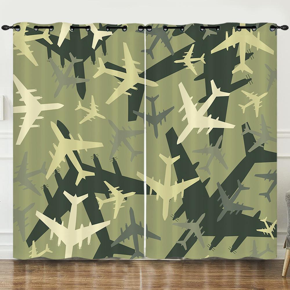 3D Cartoon Vehicle Aircraft Digital Printing Curtain Blackout Punching