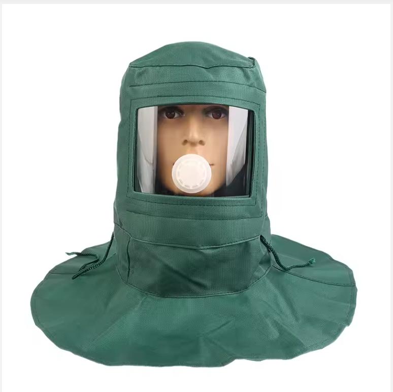 1Pc Industrial Labor Work Protection Canvas Sand Blasting Hood Anti Wind Anti Impact Mild Blasting Polishing Mask