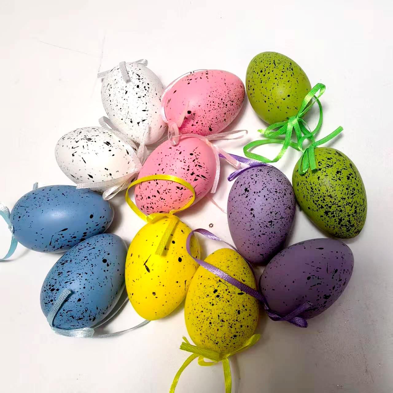 

Set Of 12 Easter Hanging Eggs Spotted Plastic Eggs