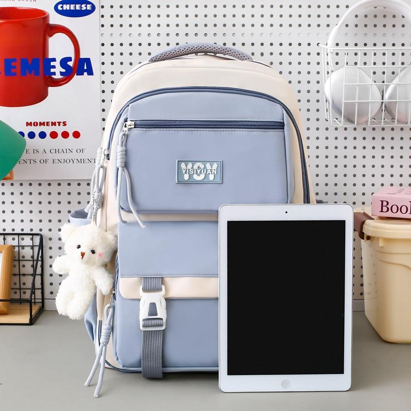 Large Capacity Backpack Student Lightweight Schoolbag Color Contrast Backpack