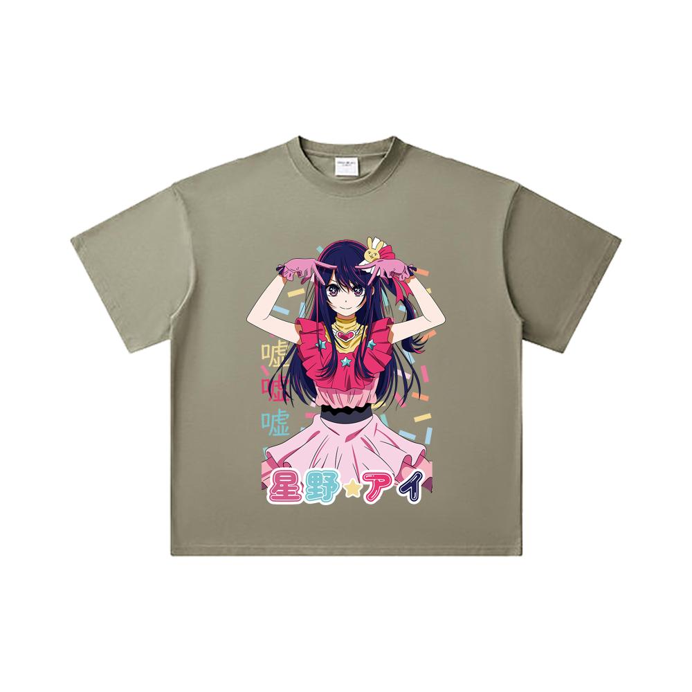 260 GSM Double Yarn 32 Count 100% Cotton Oshi No Ko V1 Print Unisex Heavy Cotton T Shirt