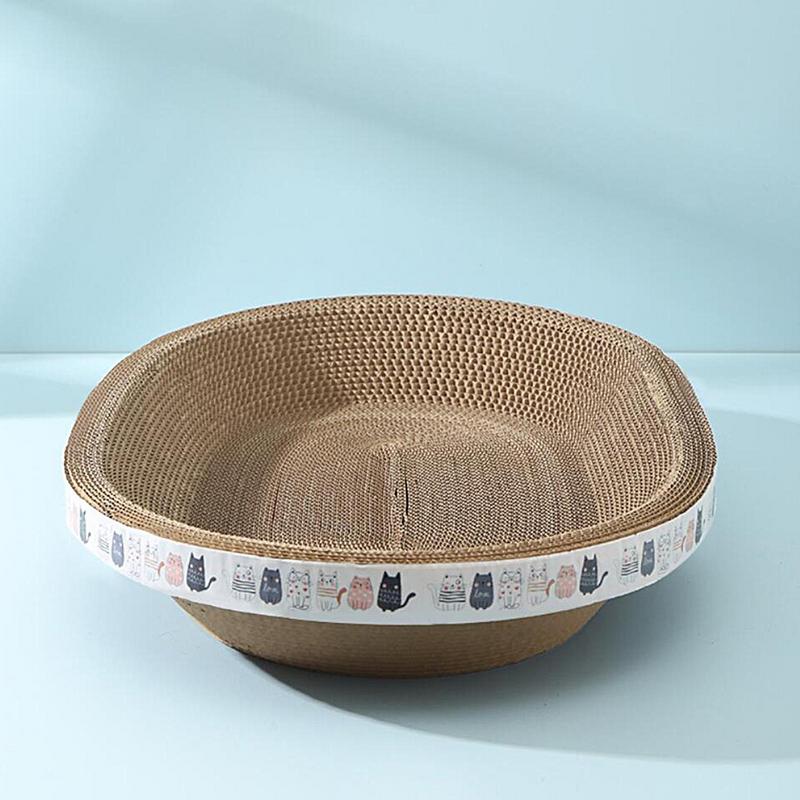 1pc Cat Scratching Board Protect Furniture Grinding Claw Toys Oval Corrugated Paper Wear-resistant Cat Nest Cat Accessories