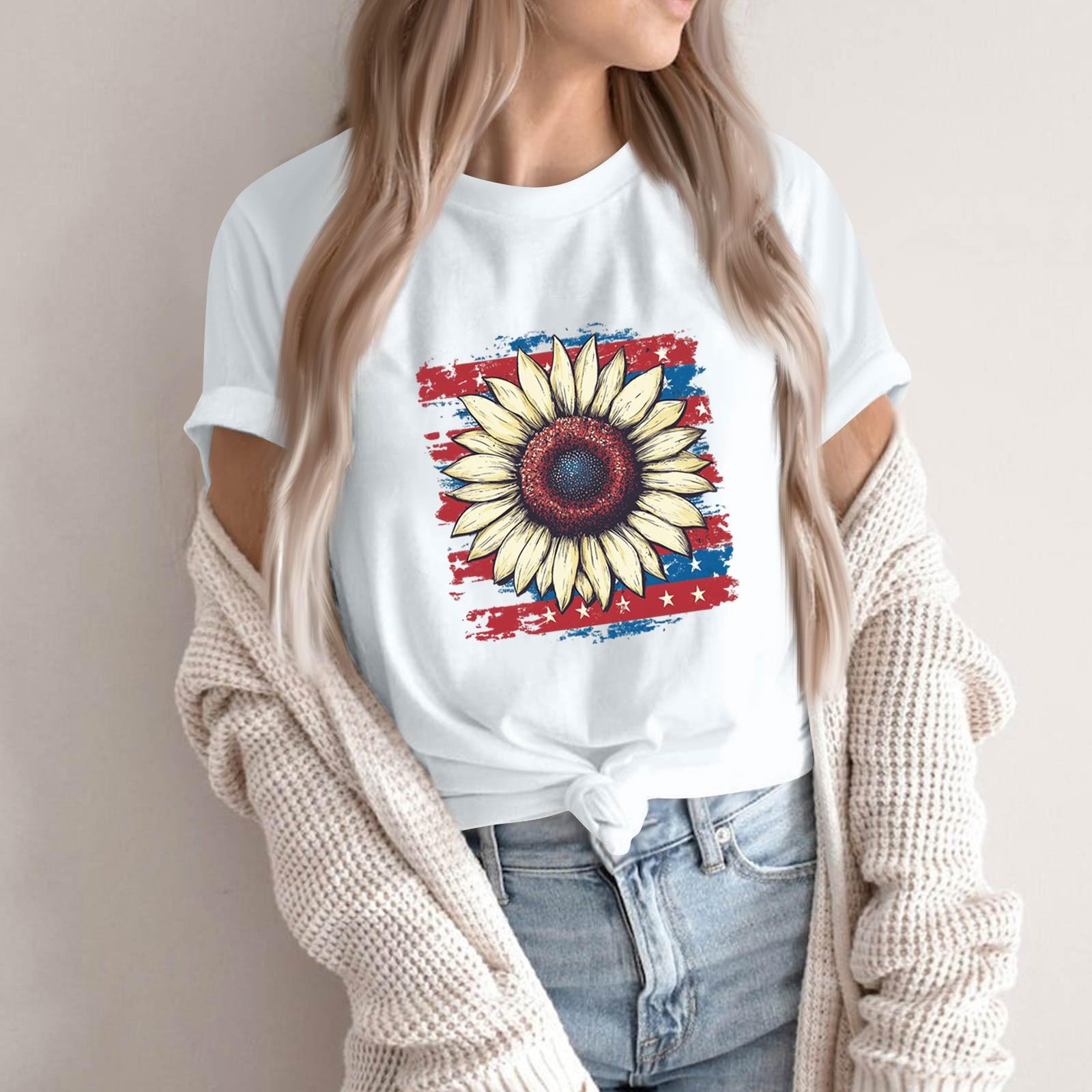 

Женская футболка с круглым вырезом и короткими рукавами с принтом XL белый