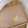 Stainless Steel Copper Micro-Inlaid Natural Stone Heart Fashion Light Luxury Elegant Electroplated Sporty Unisex Necklace