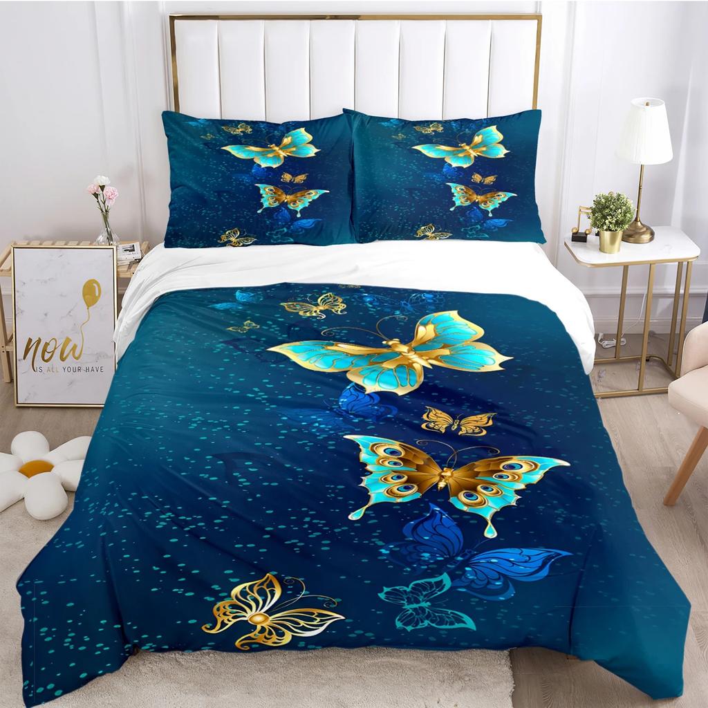 Colorful Flying Butterfly All Season Duvet Cover Comforter Bedding Set Soft Quilt Cover and Pillowcases SingleDoubleQueenKing