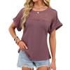 2026 Spring/Summer New Round Neck Lace Trim Loose Short Sleeve T-Shirt for Women