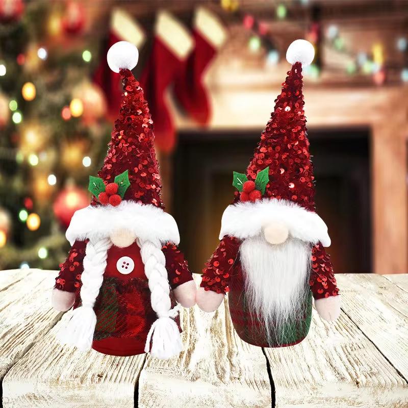 Free Shipping 1~10PCS Christmas Gnome Doll Elf 30CM LED Light Xmas Ornaments Decorations For Home 2025 New Year Gift Kids