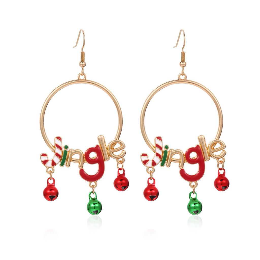 Christmas Santa Snowflake Earrings Cane Candy Bells Elk Earrings Christmas Hat Earrings
