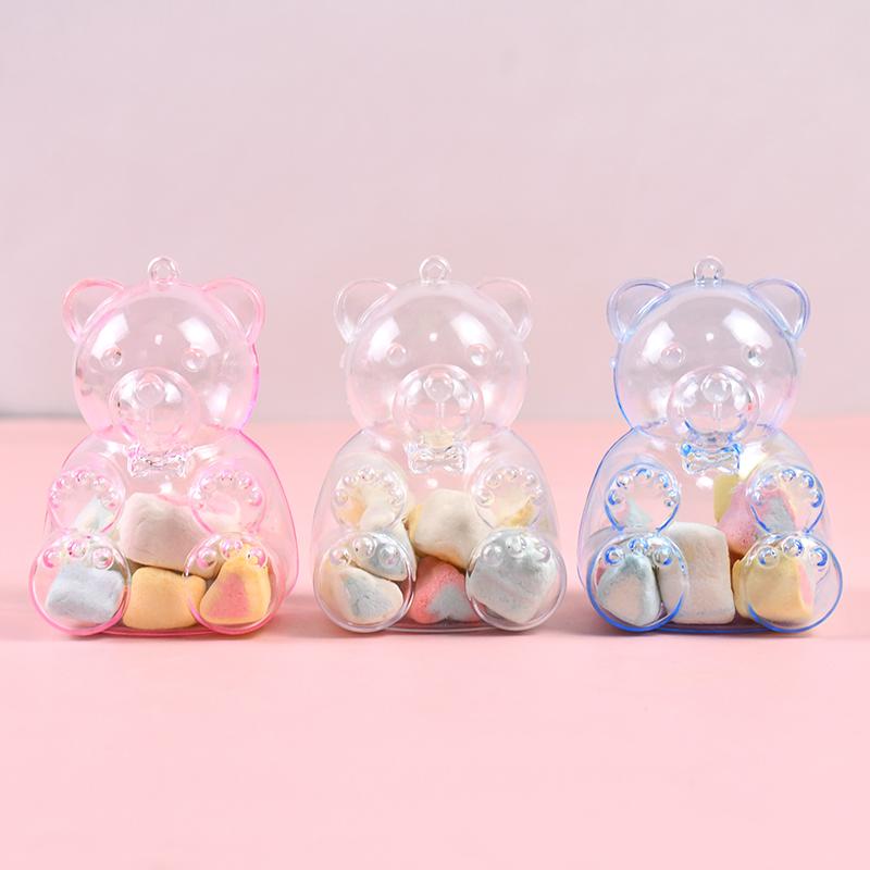 10pcs Bear Shape Candy Box Transparent Jewelry Snack Gift Packaging Box Wedding Birthday Party Decor Supplies Baby Shower Favors