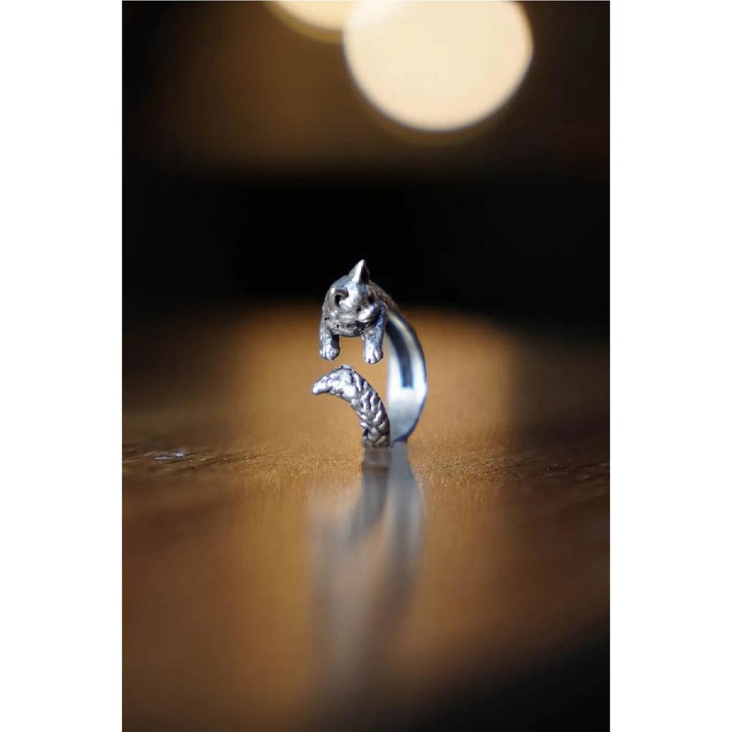 Antique Silver Plated Wrapped Cat Shaped Adjustable Ring