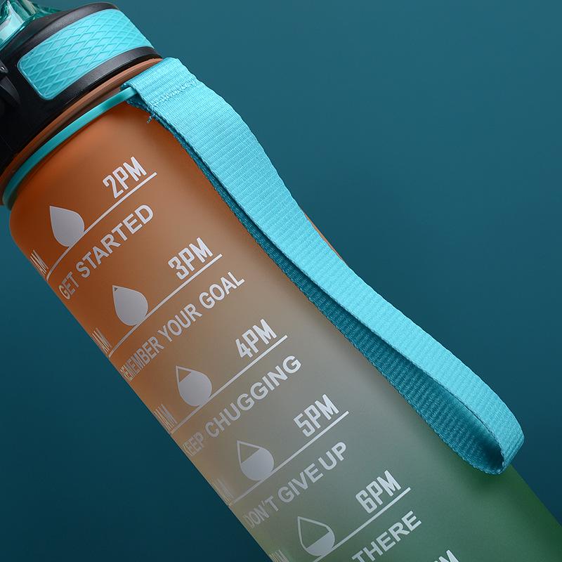 Gradient Plastic Sports Water Bottle with Bounce Lid - Large Capacity for Students & Outdoor Fitness