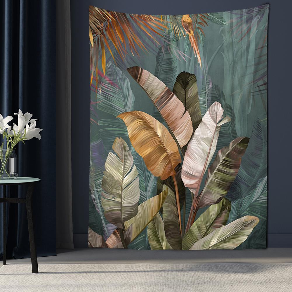 Flamingo Green plant tapestry Bathroom Hawaii Flower  Printing Cactus Succulent Shower Selva Hanging Cloth Home Decor Tapestry