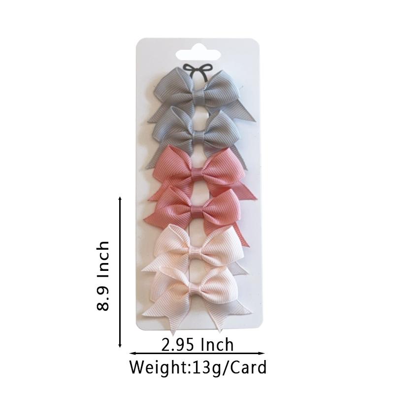 6Pcs/Set New Cute Solid Ribbon Bowknot Hair Clips for Baby Girls Handmade Bows Hairpin Barrettes Headwear Kids Hair Accessories