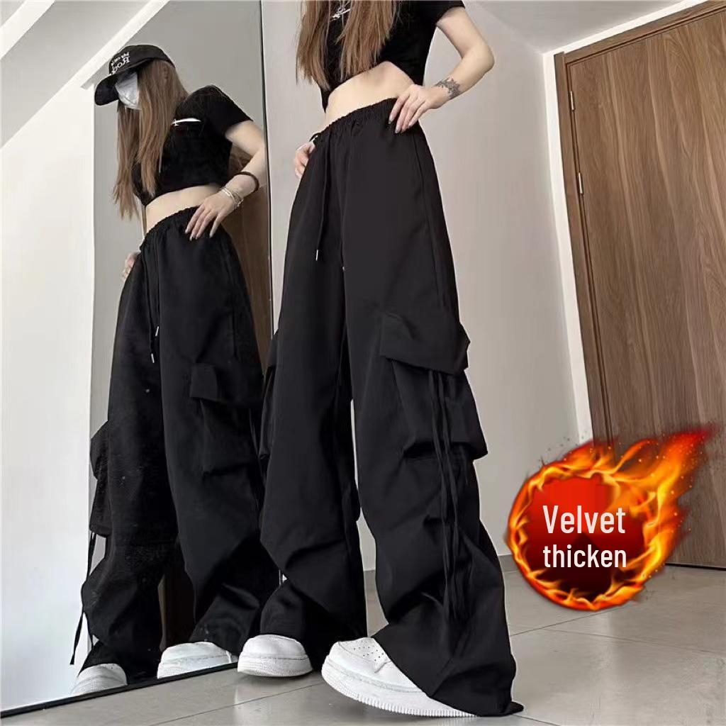 Unisex High-Waist Retro Work Pants, Wide-Leg, Loose-Fit for Spring, Summer, or Autumn