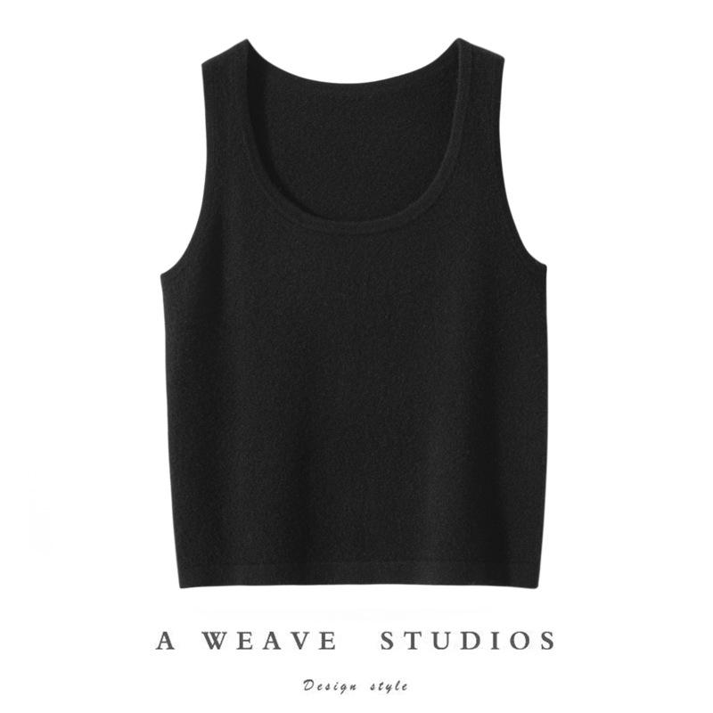 Women s 100% Pure Cashmere U-neck Sleeveless Camisole – Versatile Knit Base Layer XL