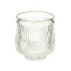 Glass Tealight Holder - Gift Decor - Set of 12 - Transparent Stripes - 7.5 X 7.8 X 7.5 Cm - Multicolor