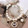 Pink Fashion Dog Chain Puppy Accessories Pearl Rhinestone Bow Collar Necklace Cat Jewelry Pet  Collars