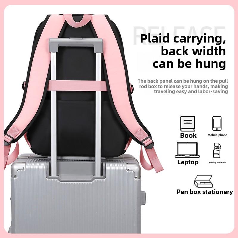 3pecs/set Elementary Bow Schoolbags Spacious Charming Knapsack for Junior High School Girls with Pen Case Lunch Box Set