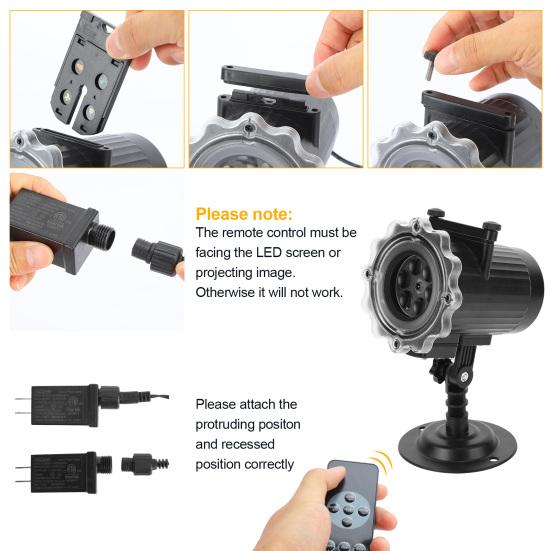 Halloween Christmas Projector Light Waterproof Thanksgiving LED Projection Lamp with 16Pcs Slides