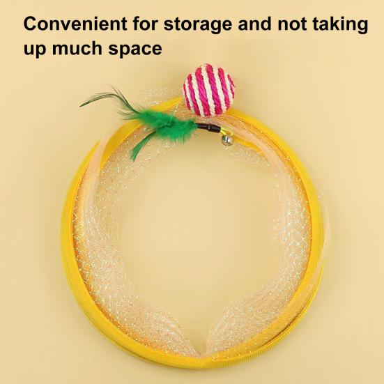 Self Play Cat Tunnel Spring Toy Collapsible Cat Hunting Spiral Tunnel with Feather And Mouse/Ball for Indoor Cats Puppy Kitten Rabbit