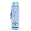 1PC Multiple Airplane Silhouette Set 750ml Color Plastic Water Bottle Leakproof Flip Straw Lid For Sports Office Home Use
