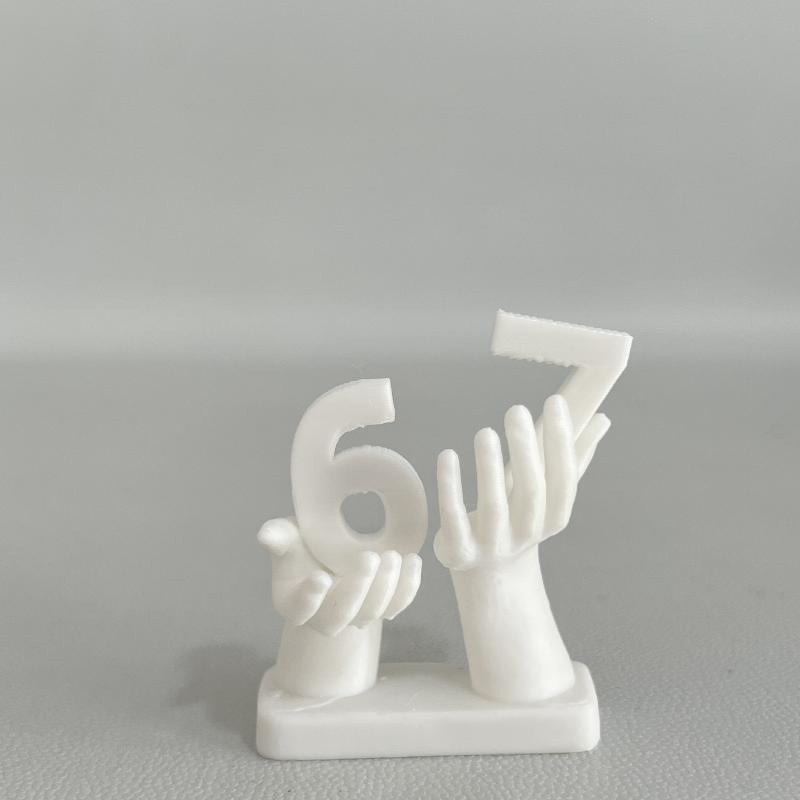 

New 3D Printed Figurine Holding Digital Italian Brain Rot Math 67, Funny And Funny Meme Figurine Holding Digital 67 Sculpture