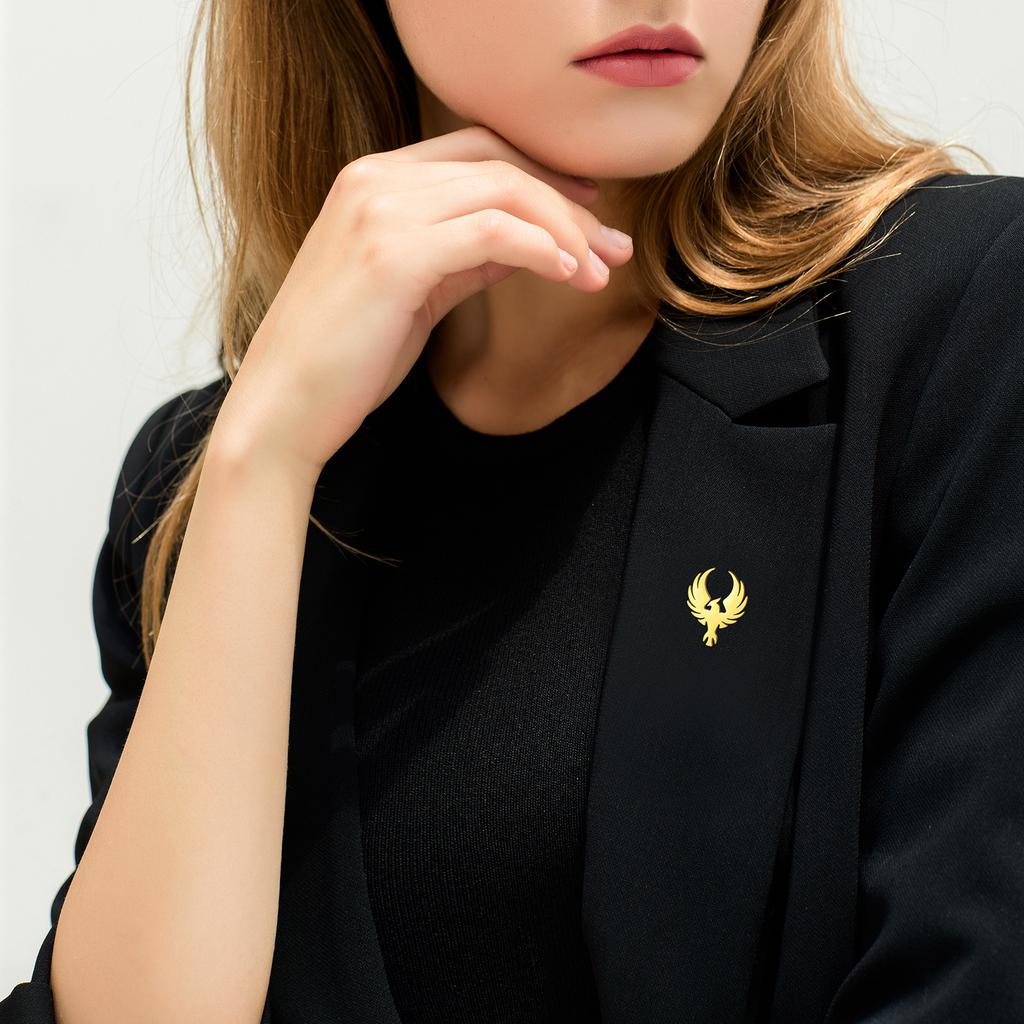 Phoenix Brooch Pin Stainless Steel Animal Gold Color Suit Collar Badges for Men Women Totem Jewelry Wholesale 2026 New