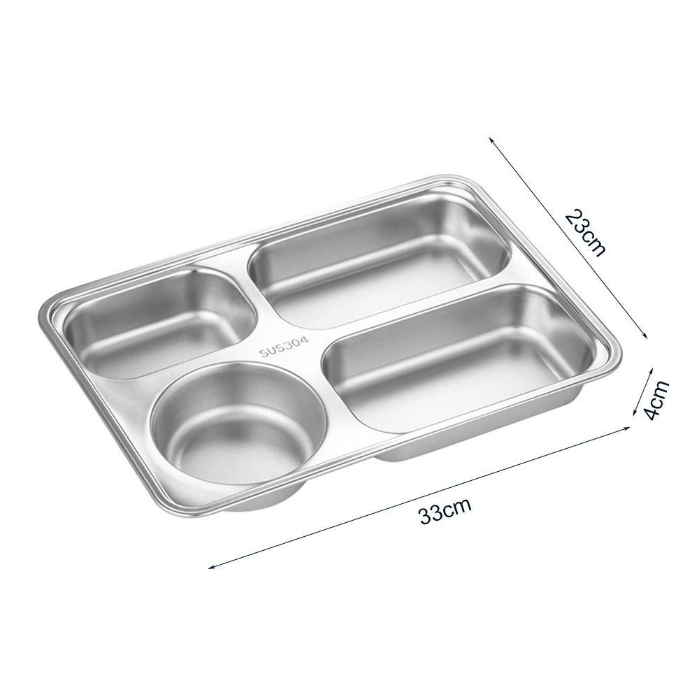 

Посуда для столовой Разделенные тарелки Разделенная тарелка из нержавеющей стали Тарелка для фаст-фуда Новый поднос для ужина 5