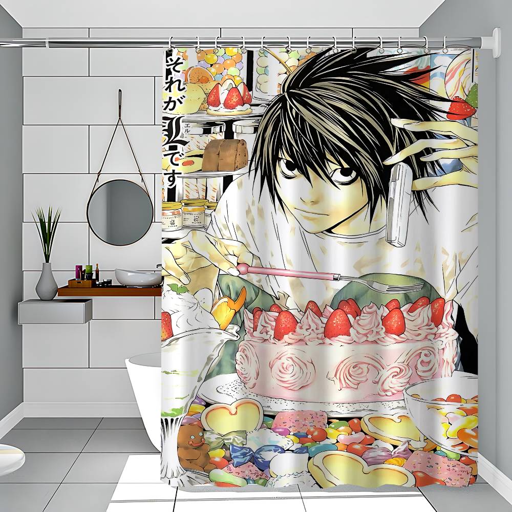 DEATH NOTE Polyester Duschdraperi Vattentät Rostbeständig Genomföringar Lättskött Torka Ren Hållbar