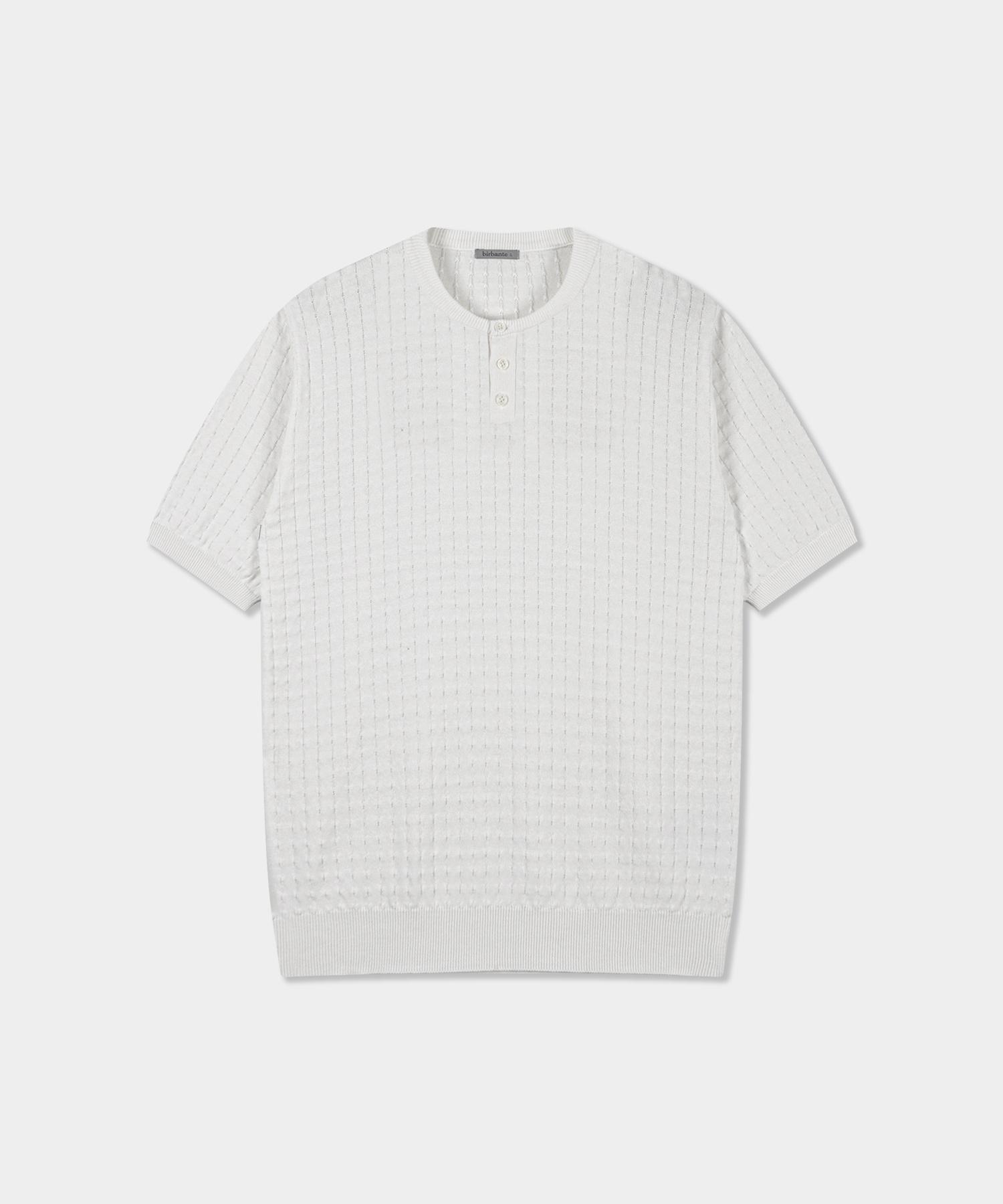 Vibrante Summer Washable Henley Neck Knit - Ivory Ivory/Xl