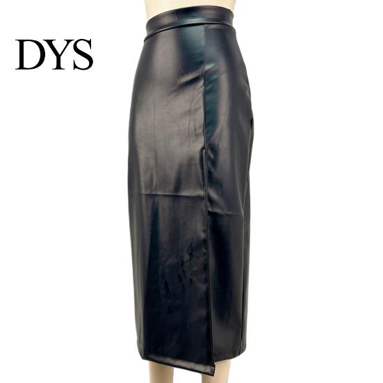 Hip Skirt Midi High Waist Artificial Leather with Slit Design Pure Versatile Color Slimming Fit Office Lady Work Leisure Daily Wear Women Waisted