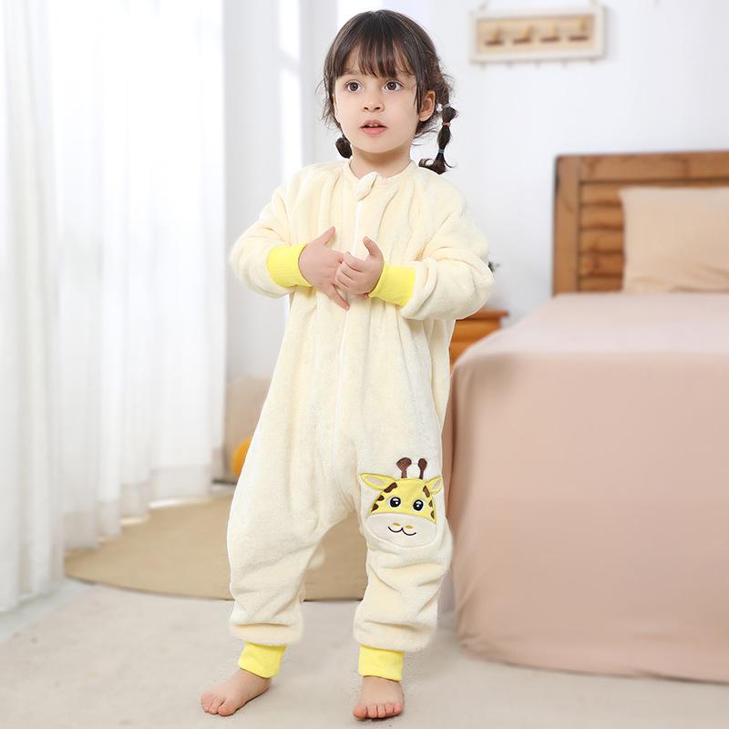 Baby Cartoon Flannel Romper Warm One Piece Pajamas Autumn Winter Homewear for Kids