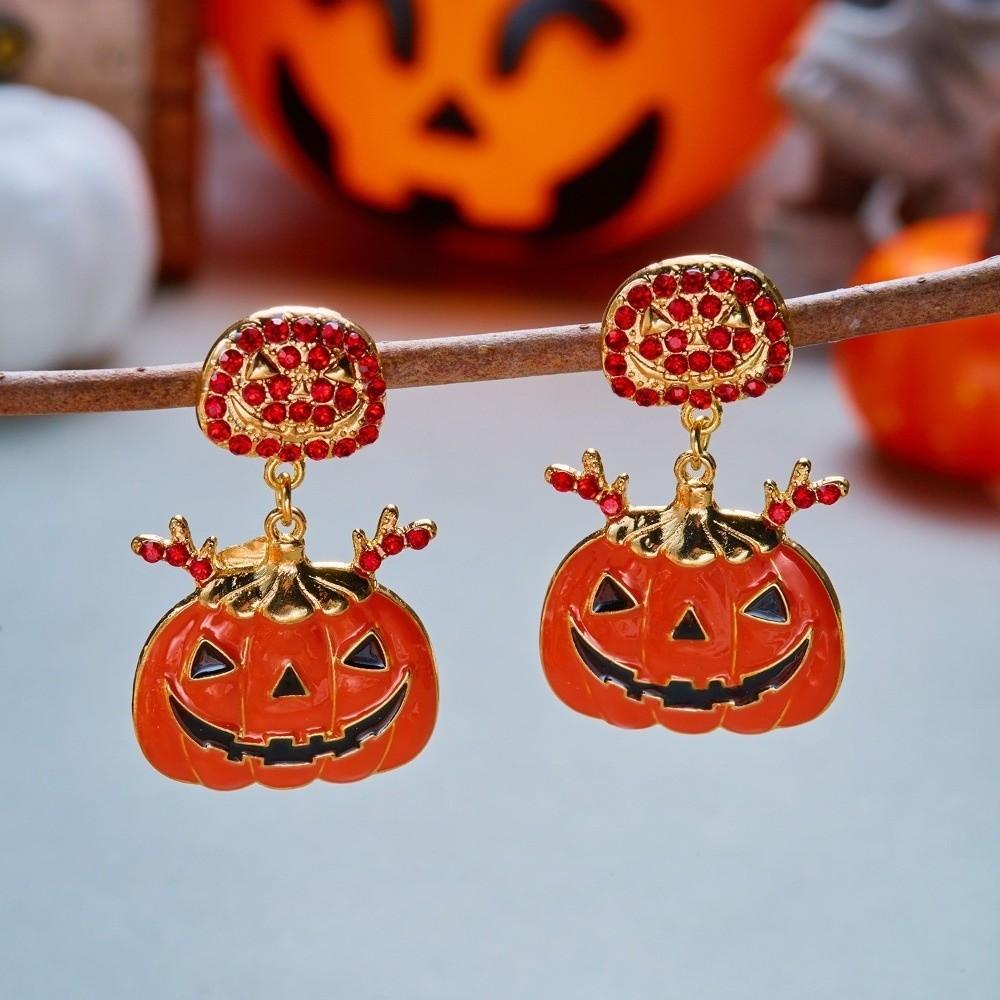 Colorful Design Halloween Dangle Earrings Enamel Coating Skull Earrings Spider Drop Earrings Party
