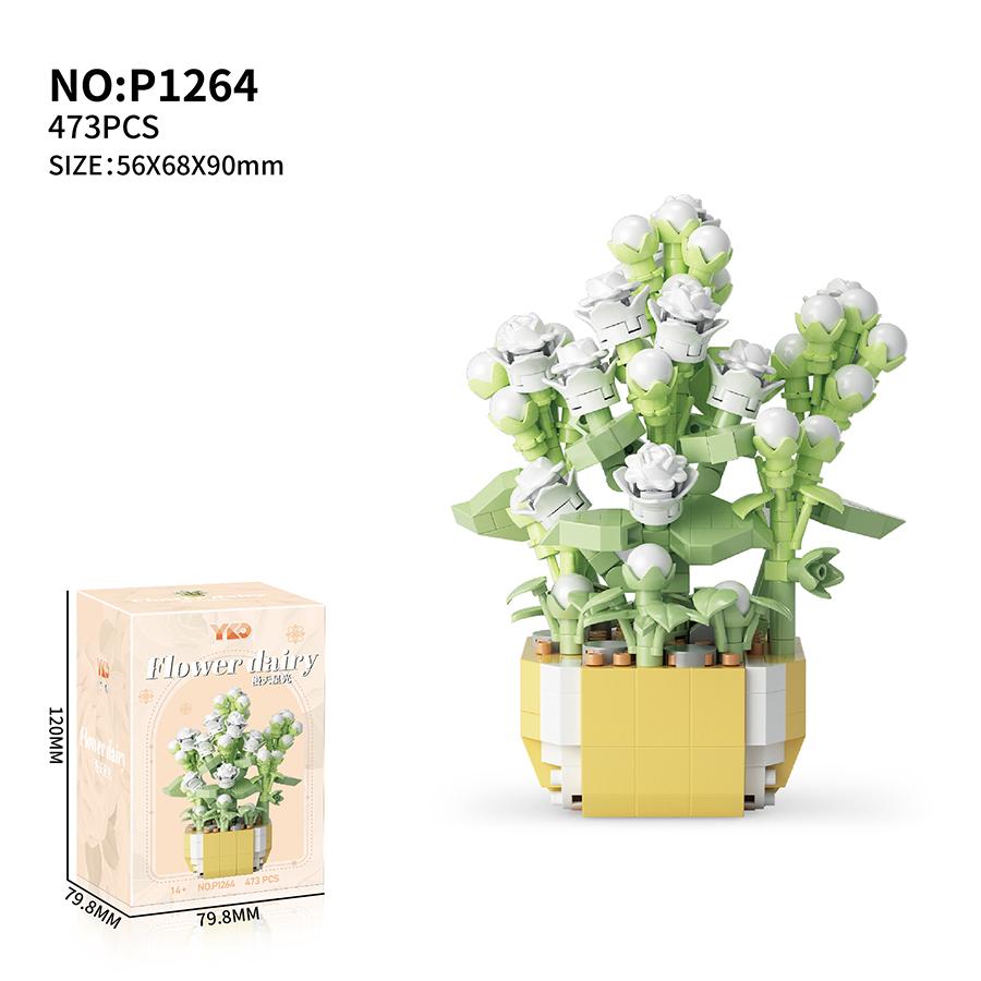 Mini Potted Building Block Sets Plastic Flowers Blocks Kids DIY Educational Toys Decoration For Home