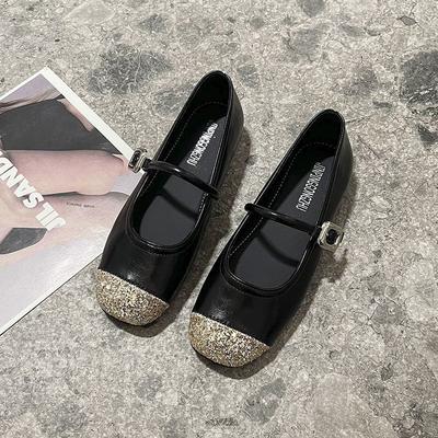 Foreign Temperament Flat Heel Mary Jane Shoes Soft Leather Flat Shoes Summer 2025 New Silver One-word Strap Shoes