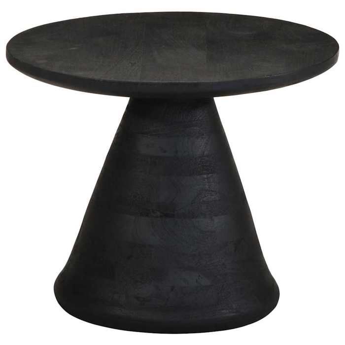 VidaXL Table d'appoint noir Ø50x40 cm bois de manguier massif, bout de canapé, table d'appoint de canapé, table de lampe, 4017535