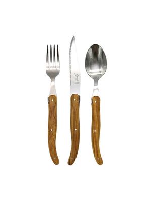 JANGNERON LAGUIOLE 1-Person Western Cutlery Set Olive (3p)