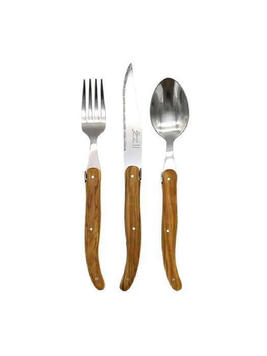 

LAGUIOLE JANGNERON LAGUIOLE 1-Person Western Cutlery Set Olive (3p) laguiole olive cutlery