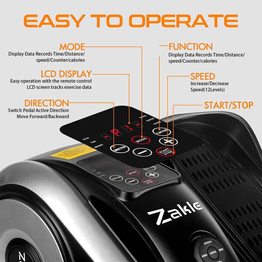 Zakle Elliptical Machine for Electric Elliptical Leg Exerciser with Remote Control 12 Portable Seat Pedal Exerciser as Seen on for Home Office