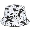 Fashion Hats Decor Double-Side-Wear Reversible Fisherman Hat Cap Cotton Black White Print Foldable Fisherman Hat Accessories