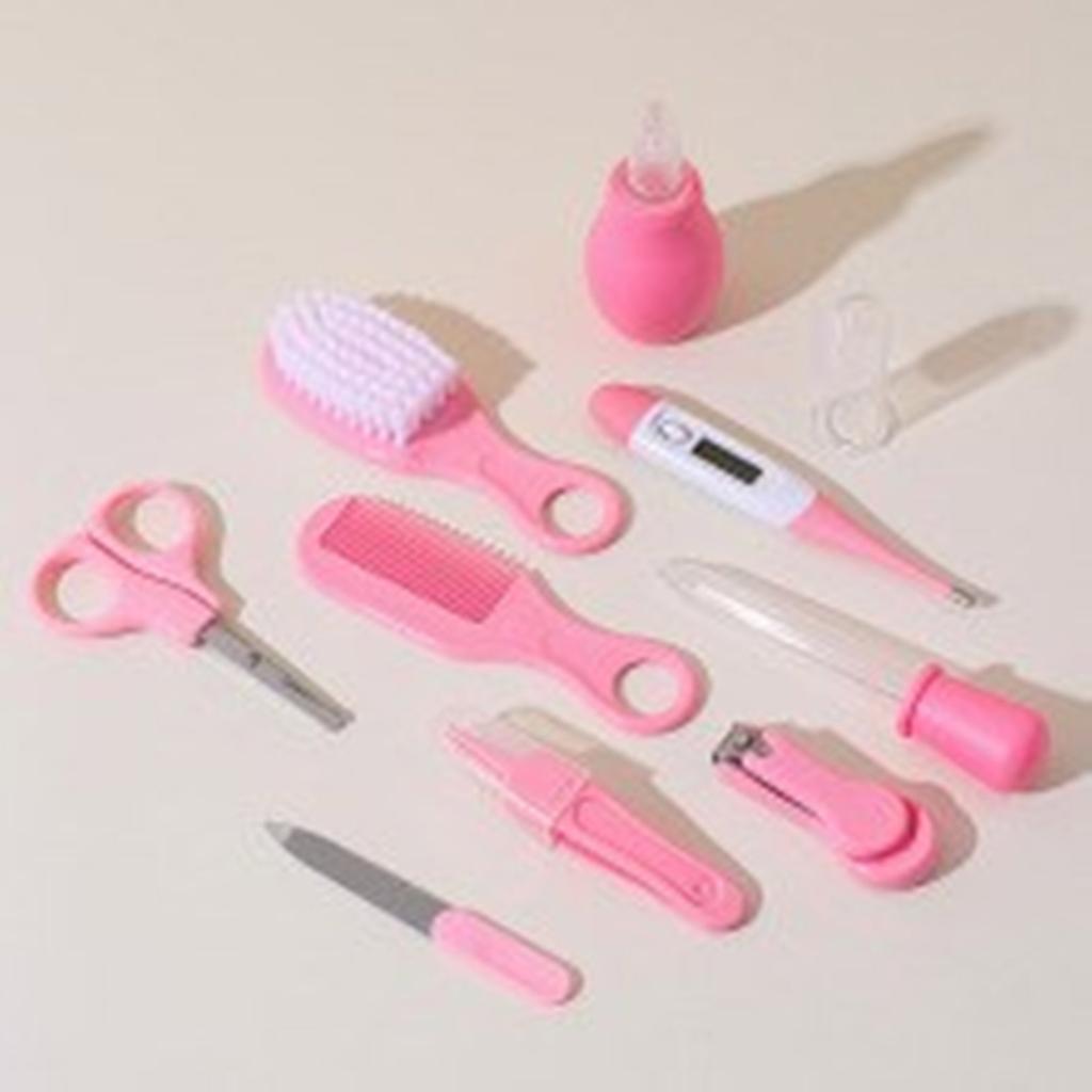 Kit Cura Bebè da 10 Pezzi Include Lima per Unghie, Aspiratore Nasale e Spazzolino da Dita con Pettine per le Esigenze Quotidiane del Neonato