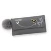 Women PU Leather Flap Wallet with Plush Ball Lady Butterfly Coin Purse MIT
