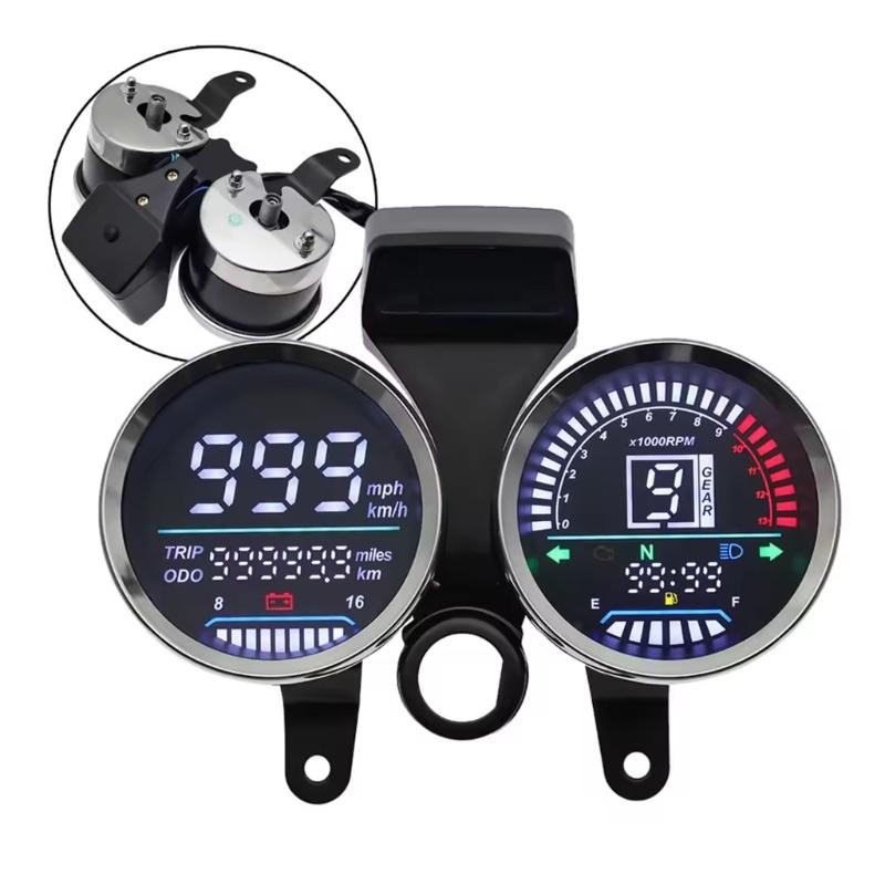 Digital Display Cluster Speedometer Odometer Dashboard Suitable for GN125 Waterproof Motorbike Instrument LED Tachometer