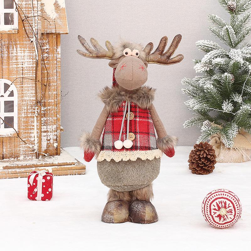 Christmas Decoration New Year Ornament Reindeer Plush Doll Handmade Deer Elk Toys Noel Xmas Home Party Table Decor for Kids Gift