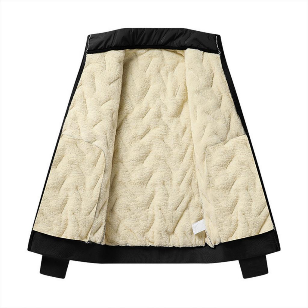 Men's Solid Color Casual Cotton Warm Long-sleeved Jacket Men's Graphene Zipper Cotton Jacket NEW SPORT Pocket Label