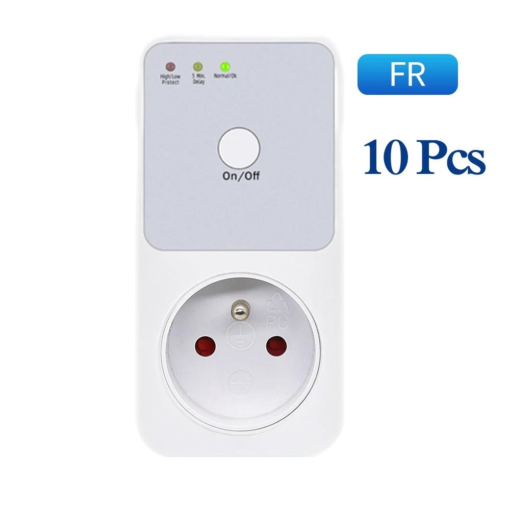 5/10Pcs Surge Protector Voltage Relay Socket 220v Electrical Stabilizer EU FR US UK Plug Automatic Refrigerator Protect Switcher