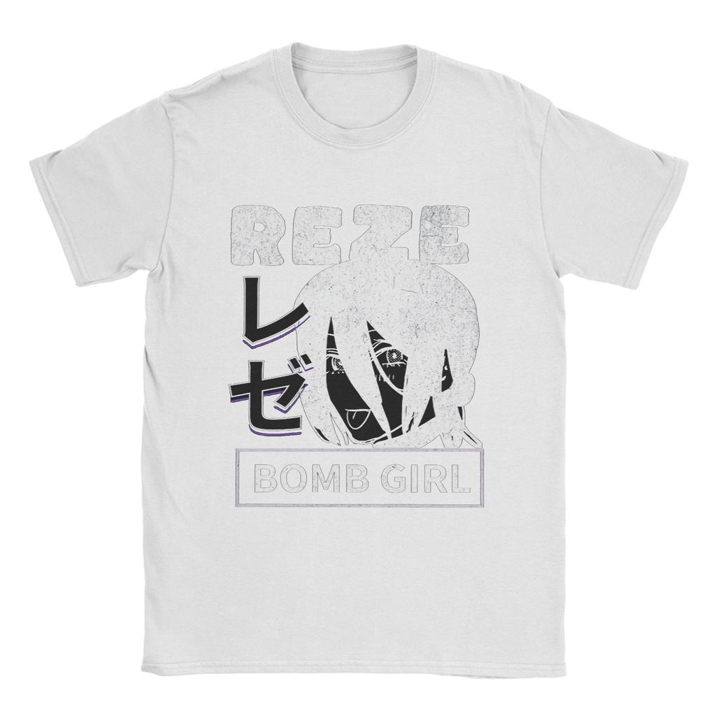 Vintage TShirt Chainsaw Man Girl Reze Boom Cotton TShirts Cool Tshirt for Mens Summer Y2K Basic Design Short Sleeve Top Tees