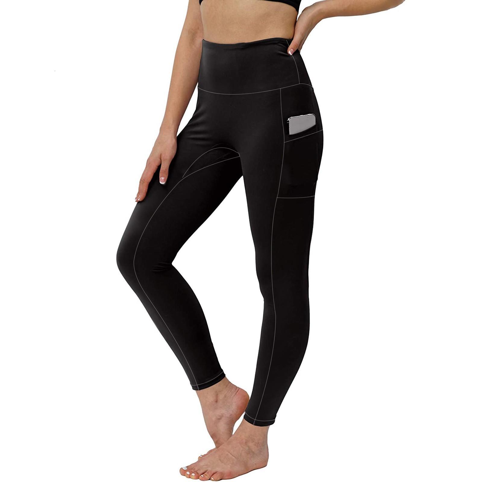 

Женские эластичные леггинсы для йоги, фитнеса, бега, спортзала, спортивные брюки полной длины для активного отдыха L чёрный