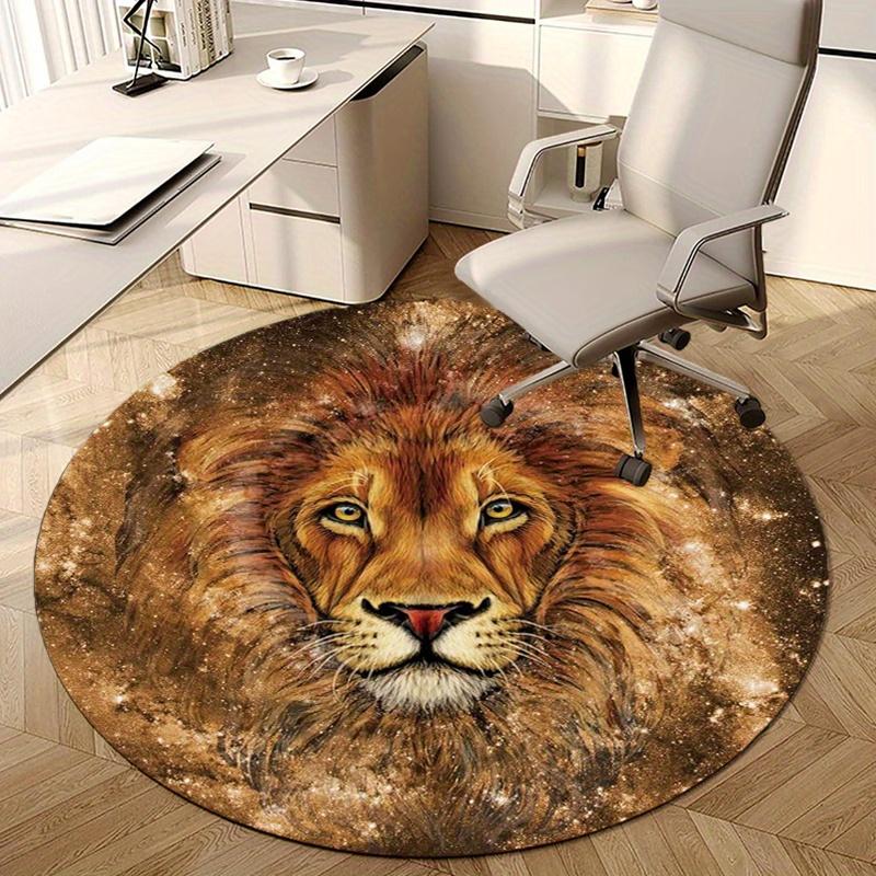 Lion Round Rug Nonslip Area Rug Office Chair Mat Carpet Perfect For Bedroom Living Room Office Easy Clean Aesthetic Home Decor
